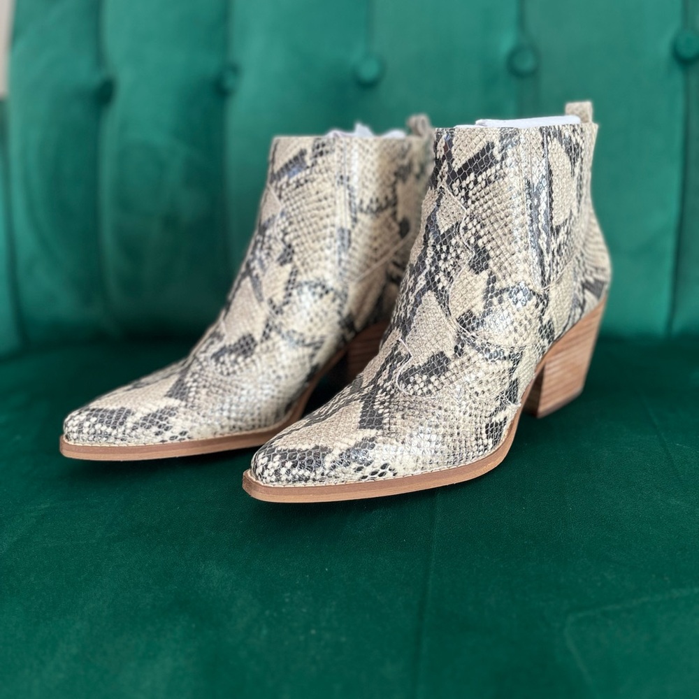 SAM EDELMAN Winona Snakeskin Leather Booties, Size 8.5, NWT